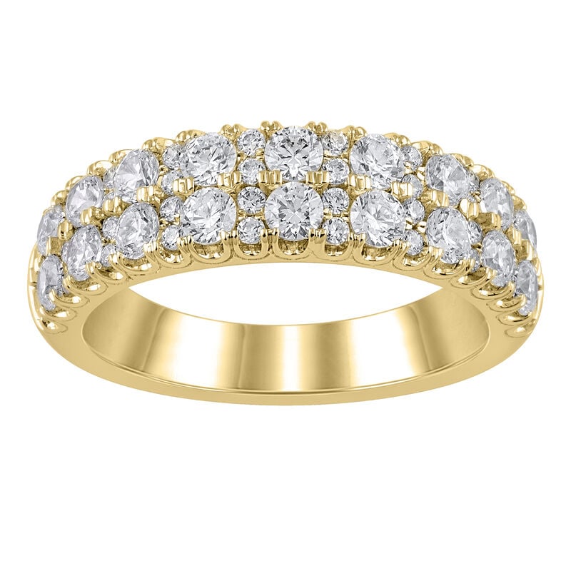 Round Lab Grown Diamond 1 2/5ctw. Vertical Multi Row Wedding Ring in 14k Yellow Gold image number null